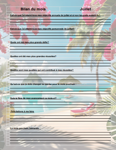 Agenda motivateur de vie™ - Trimestre d'été